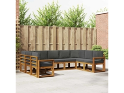 Vidaxl Conjunto De Sofás Para Exterior 9 Pcs Natural E Antracite