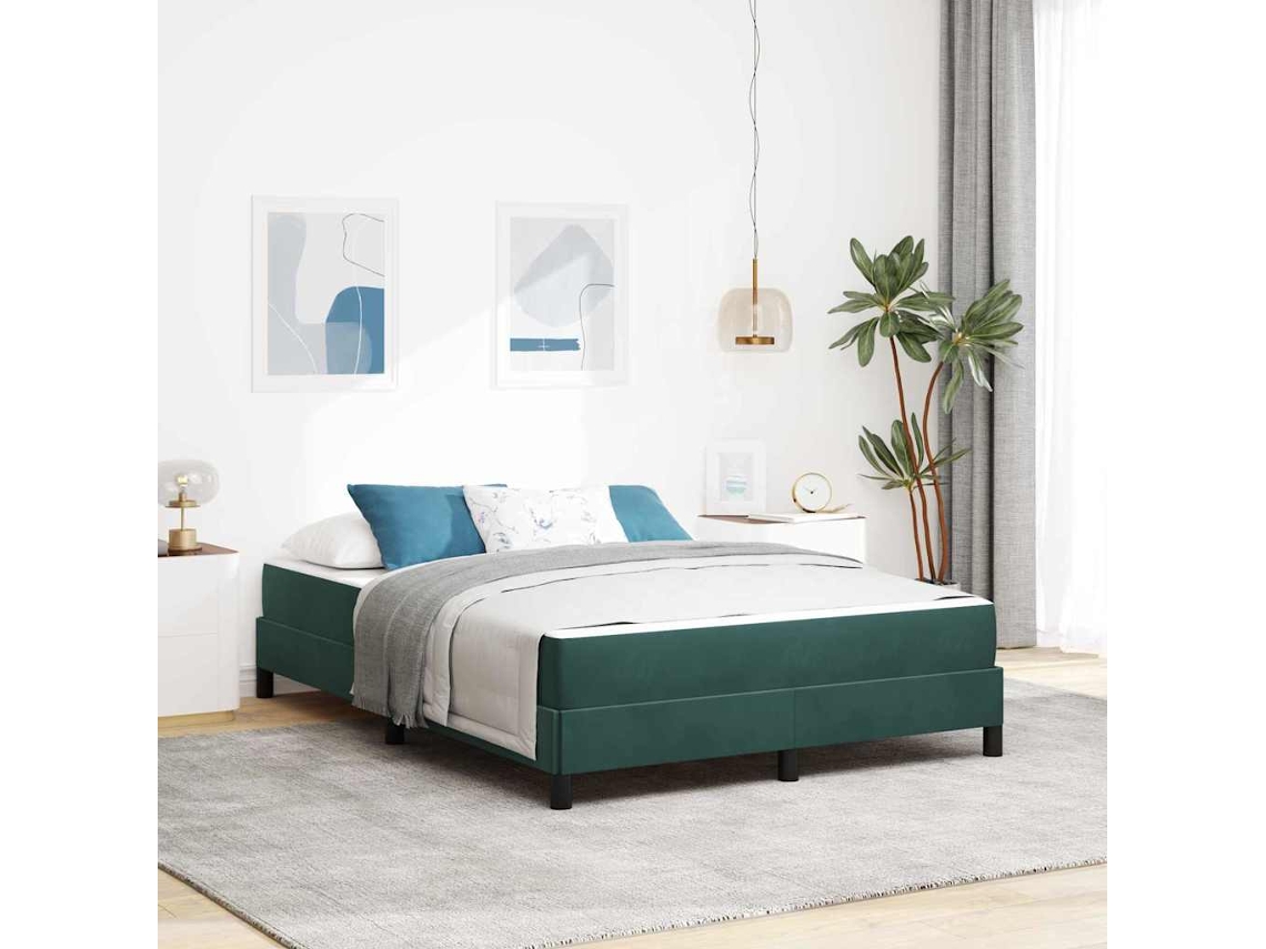 Vidaxl Cama Box Com Colchão Verde Escuro 140 X 200 Cm Tecido