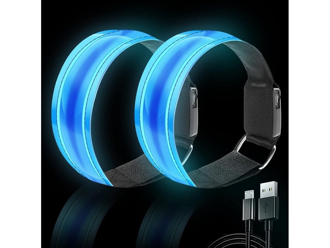 Yuru bracelete Led Recarregável com Alta Visibilidade - Equipamento Refletivo para Corridas, Ciclismo e Hiking