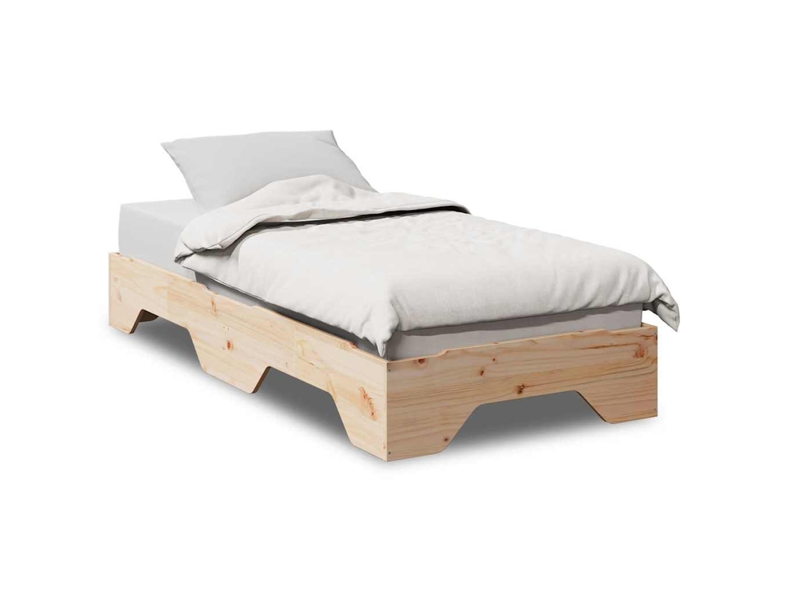 Estrutura Da Cama Vidaxl Marrom Madeira De Pinho Maciça (193.5 X 78.5 X 28 Cm)