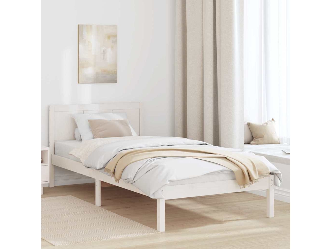 Vidaxl Estrutura Da Cama Branco 100 X 200 Cm Madeira De Pinho Maciça