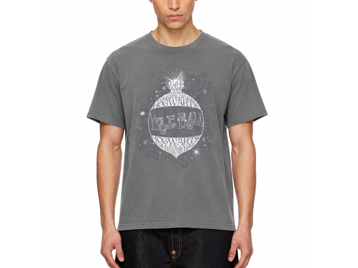 Rockinstone Harry Potter Christmas Sphere Hogwarts Charcoal T-shirt Size:xxl