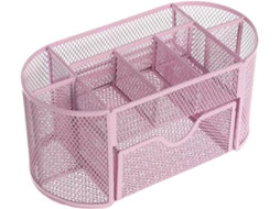 Organizador De Mesa Em Tela Metálica, Porta Canetas De Metal Com 8 Compartimentos E 1 Gaveta, Organizador De Espaço
