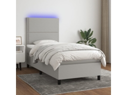 Vidaxl Cama Box Spring C/ Colchão e Led 90x190 Cm Tecido Cinza claro