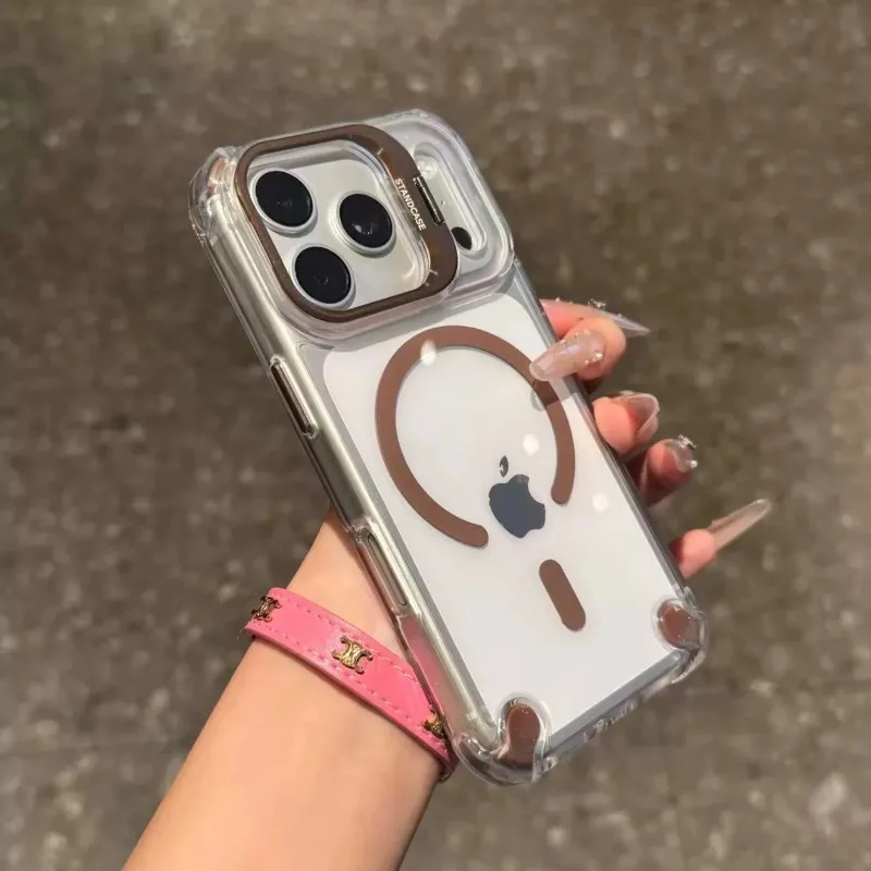 Capa Transparente Para Celular Com Suporte Para Câmera E Airbag (gould Iphone 14), À Prova De Choque.