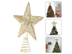 Decoração De Natal Em Formato De Estrela E Brilhos No Topo Da Árvore. Loja Olysi