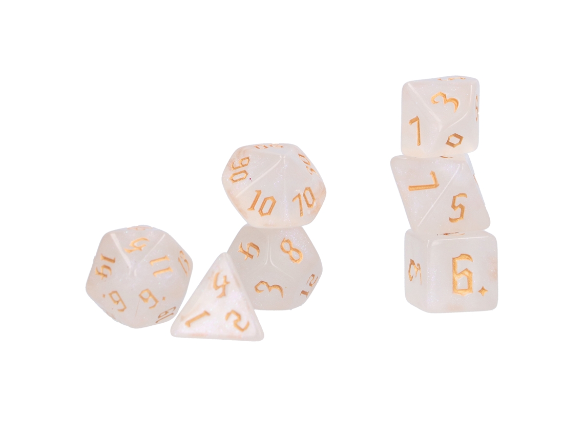 7pcs Dados Poliédricos De Acrílico Branco Com Números Claro Para Jogos De Mesa