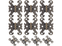 Conjunto De 10 Dobradiças Decorativas Pequenas Estilo Retrô Para Caixas Joias E Armários Madeira, Em Liga De Zinco