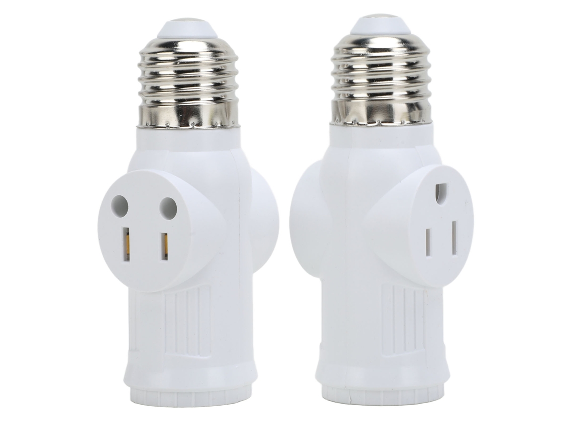 Adaptador De Tomada De Lâmpada 3 Pinos E26, 2 Unidades, Conversor De Tomada Branco