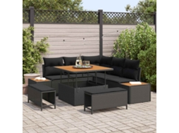 Vidaxl Conjunto De Sofá De Jardim 8 Unid. 7-número De Lugares Preto