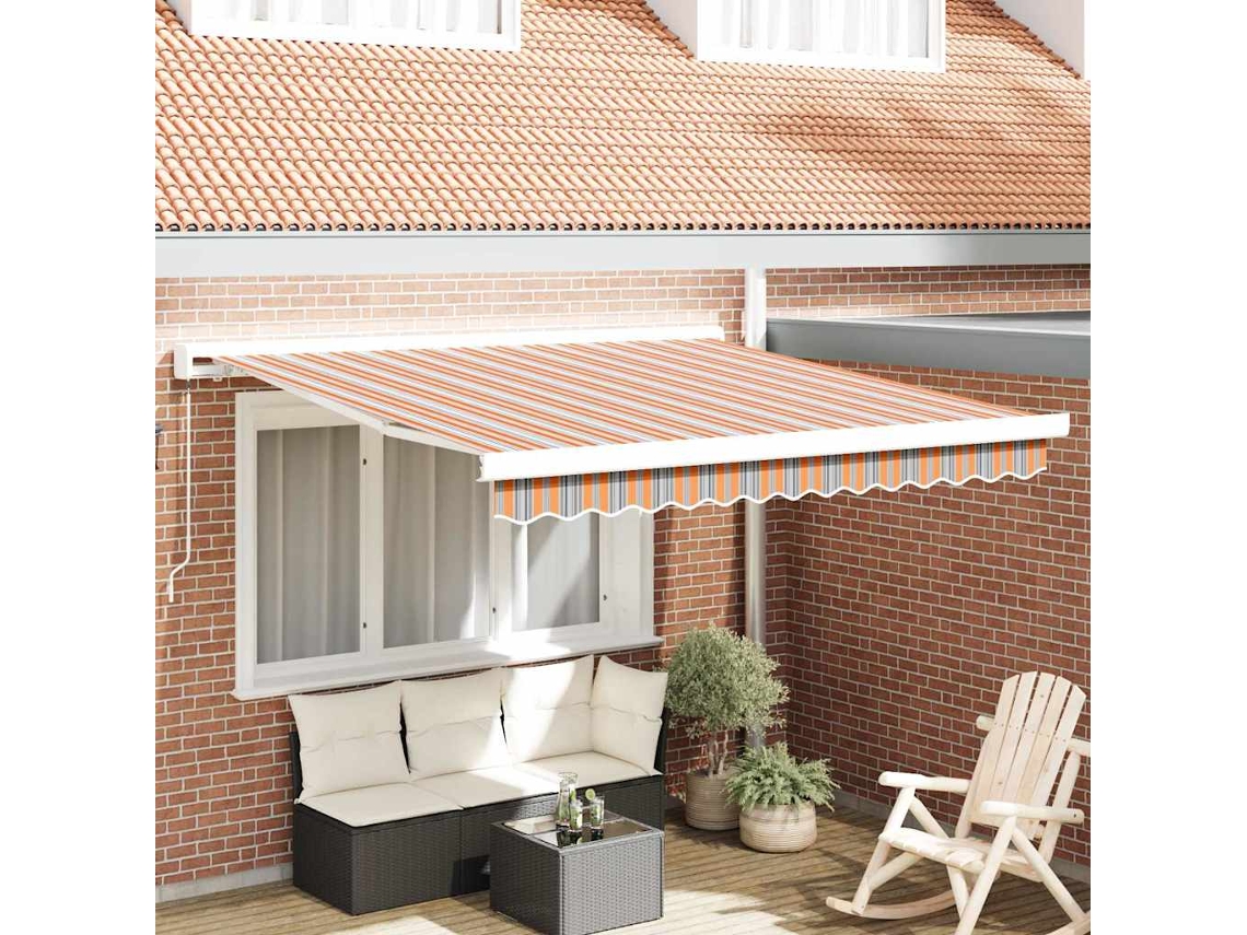 Vidaxl Toldo Retrátil Multicolor 300 X 250 Cm Lona E Alumínio