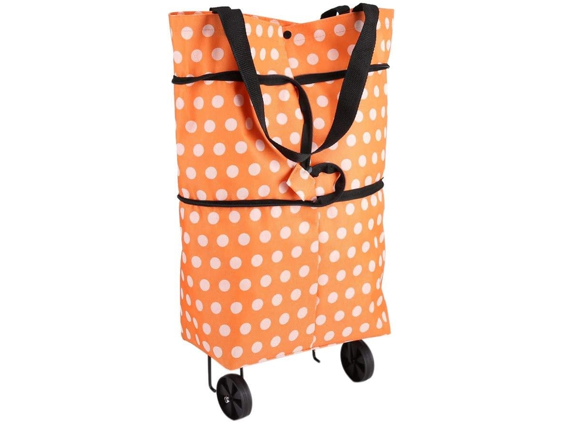 Saco De Compras Dobráveis, Carrinho De Tecido Reutilizável Oxford Fabric Com Rodas Para Facilitar O Movimento, Alça Ajustável Para Arrastamento Sem Es