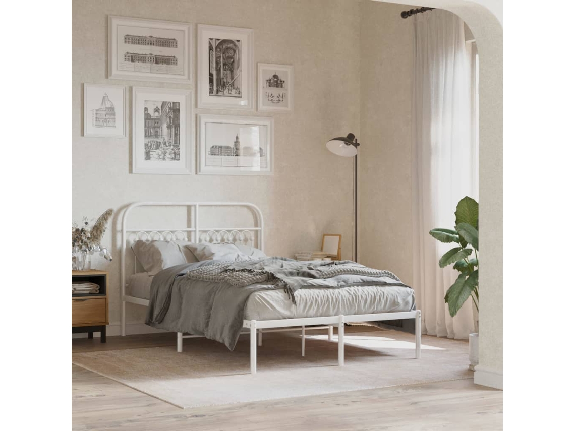 Estrutura De Cama Com Cabeceira 120x190 Cm Metal Branco