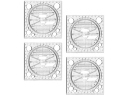 Conjunto de 4 réguas multifuncionais para desenho geométrico, transferência rotativa em plástico, para matemática E