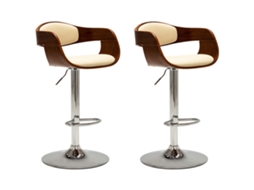 Bancos de Bar 2 Pcs Madeira Curvada e Couro Artificial Creme MAISON EXCLUSIVE