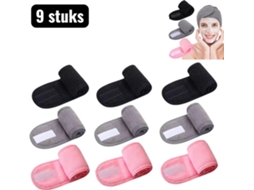 Conjunto Com 9 Faixas De Cabelo Reutilizáveis Com Fecho De Velcro, Respiráveis Para Maquiagem, Ioga E Exercício, Nas Cores Preta, Cinza E Rosa