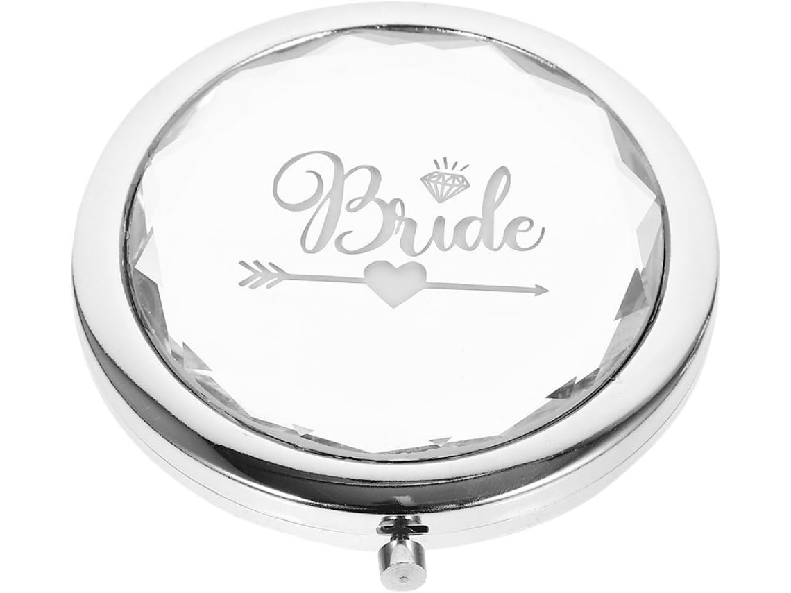 Espelho de maquiagem compacto para casamento, em acrílico estampado, resistente e elegante.