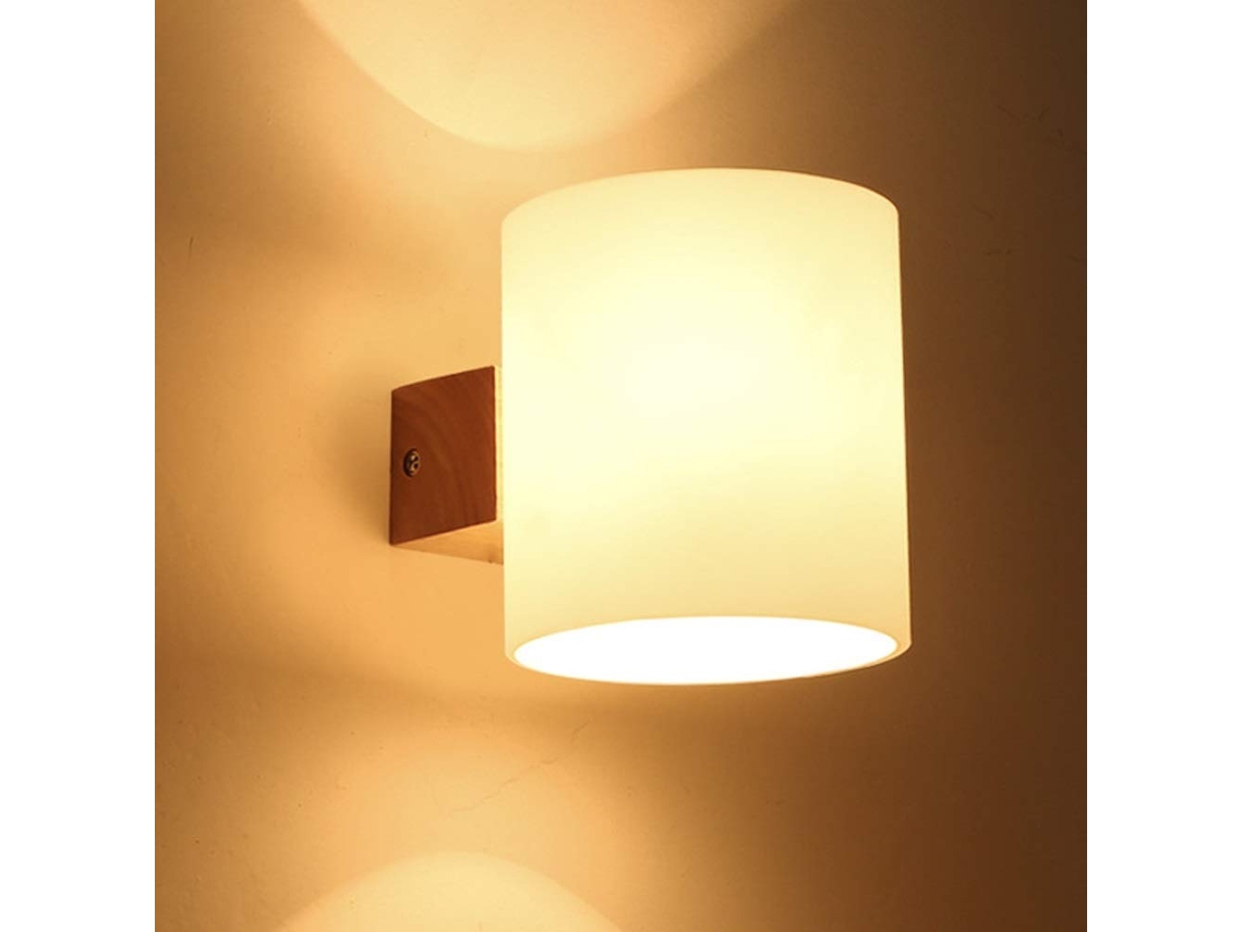 Luminária De Parede Moderna,abajur De Vidro E Madeira Retro Para Sala,corredor,escritório Btforus