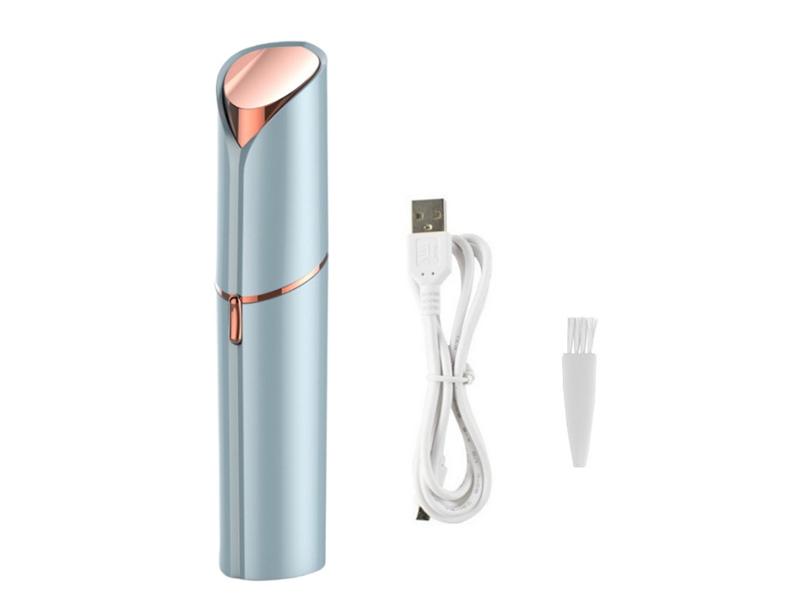 2026 depilador Eléctrico Facial para Mulher em Forma de Lápis de Labios Portátil com Carregamento Usb, Depilador Corporal Azul