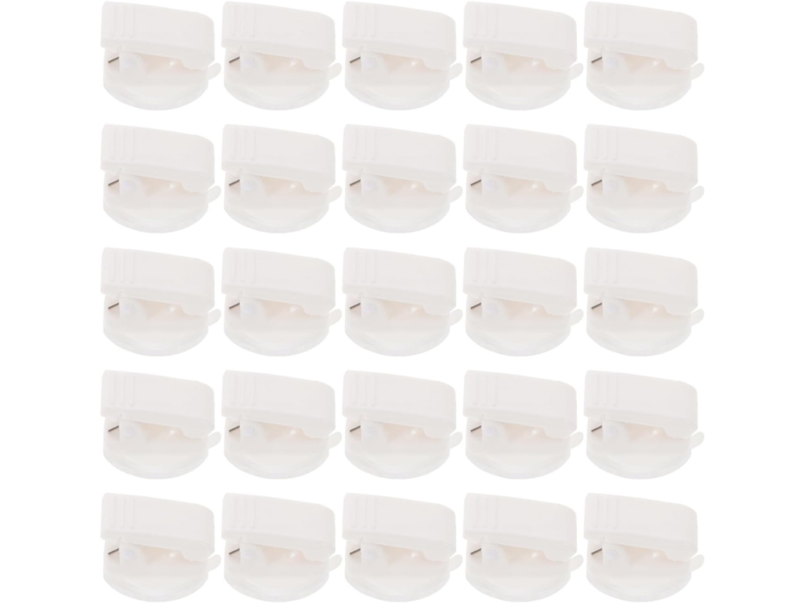Conjunto de 50 clipes adesivos de acrílico transparente para paredes, pequenos clipes giratórios com mola para fixação.