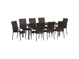 Conjunto 5 Jantar No Jardim Vidaxl Castanho Vime Pe (200 X 80 X 73 Cm)