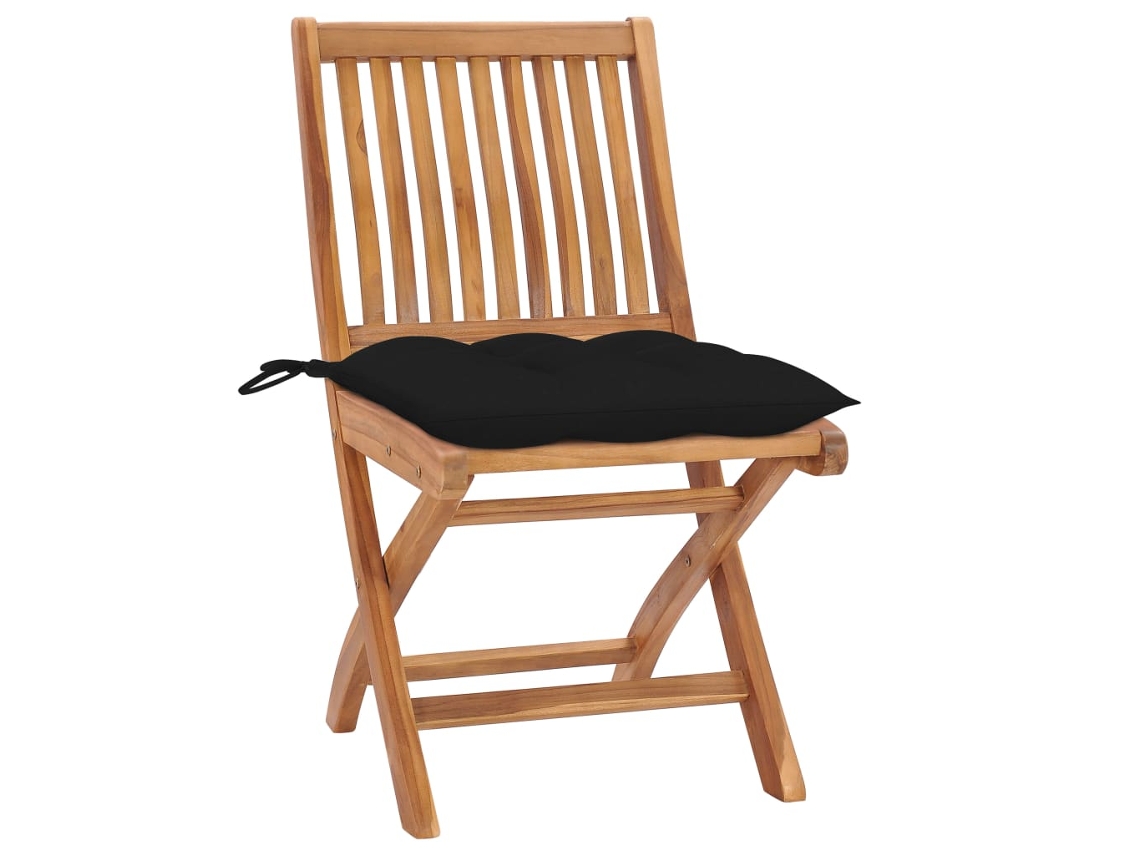 Conjunto de 2 Cadeiras de Jardim com Teca Castanha Almofadões Maciça MAISON EXCLUSIVE