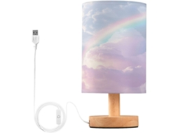 Abajur De Cabeceira Arco Íris Com Porta Usb, Sem Necessidade De Lâmpada, Luz Led Quente Para Quarto, Sala De Estar