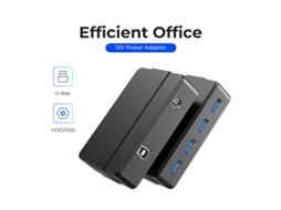 Yizhood 4 portas USB 3.0 Hub 5Gbps Super Speed Portátil USB Splitter 12V Adaptador de energia Preto Docking Station