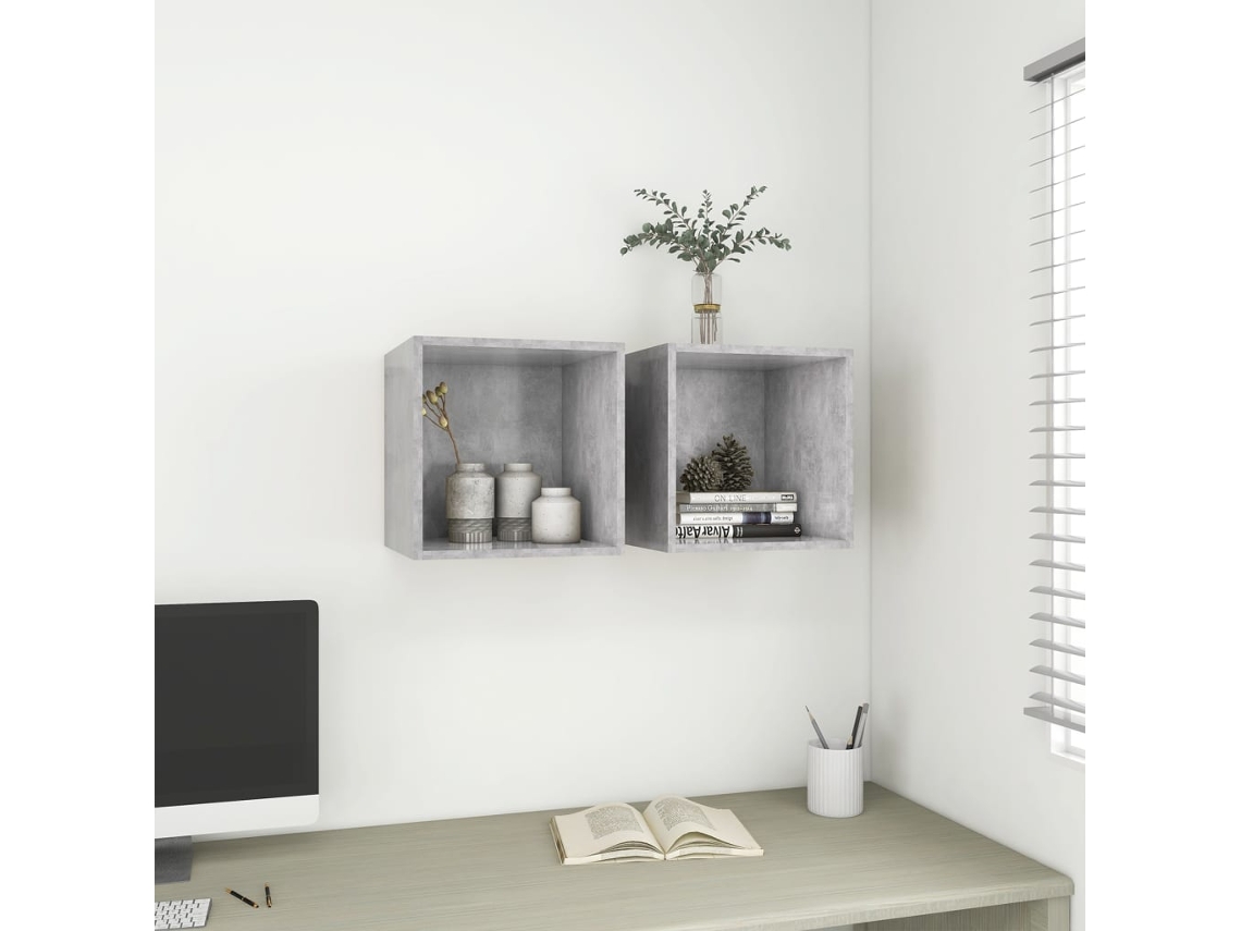 Vidaxl Armários De Parede 2 Pcs Derivados De Madeira Cinzento Cimento