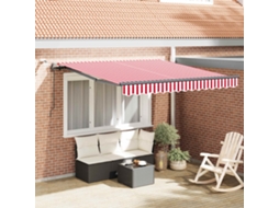 Vidaxl Toldo Retrátil Vermelho E Branco 350 X 250 Cm Poliéster