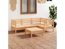 Conjunto Lounge Jardim Pinho Maciço 5 Pcs Dkd Home Decor