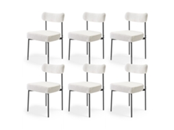 Cadeiras De Jantar 6 Peças Cadeira Decorativa Encosto Curvo Pernas De Metal Vevor