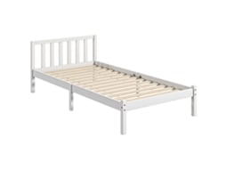 Estrutura de cama de madeira maciça, 90x190cm, solteiro, com cabeceira e estrado de ripas, para crianças e adultos