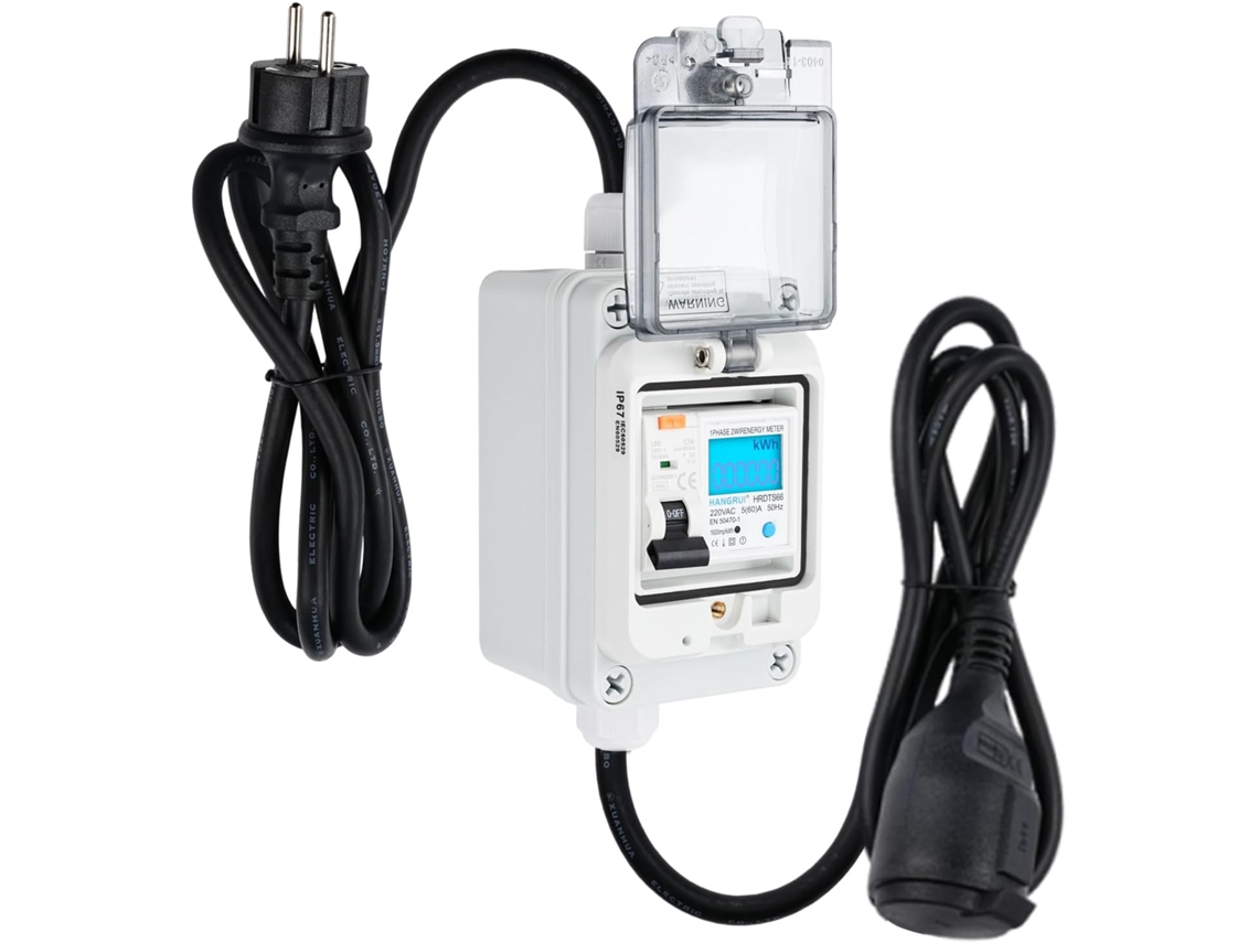 Medidor de eletricidade de tomada, medidor de energia digital móvel, tomada para medidor externo, disjuntor tipo A de 16 A, plugue IP