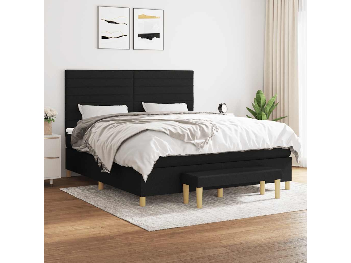 Vidaxl Cama Com Molas/colchão 180x200 Cm Tecido Preto