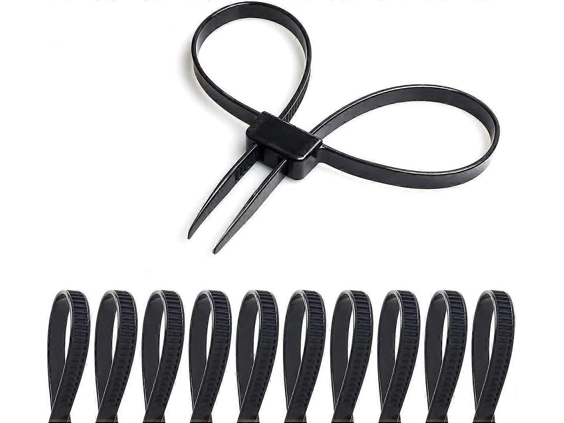 10 Braçadeiras De Nylon Descartáveis, Tipo Algema, Resistentes, Pretas, 27,5 Polegadas