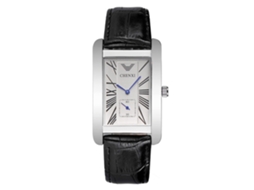 Relógio de Pulso Masculino de Quartzo Estilo Casual com Pulseira de Couro Pu Retangular Branco