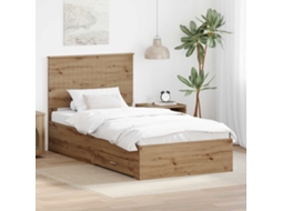 Vidaxl Estrutura Da Cama Com Gaveta Carvalho Artesanal 100 X 200 Cm