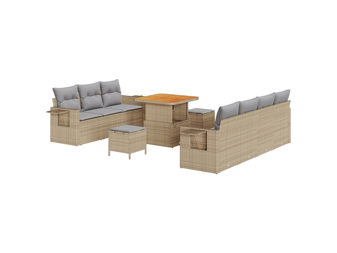 Conjunto 10 Móveis De Jardim Vidaxl Bege Vime Pe (80 X 80 X 71 Cm)