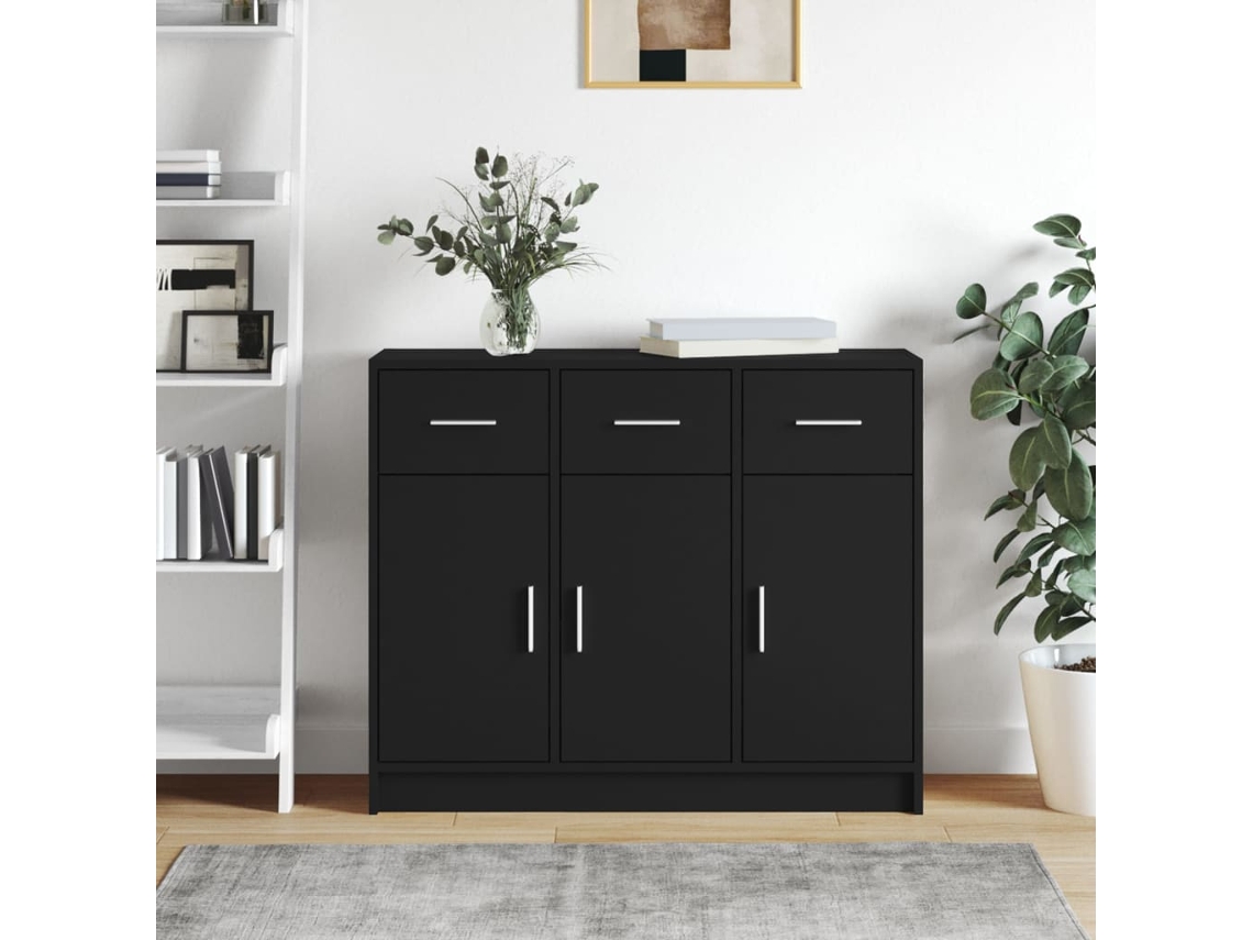 Vidaxl Aparador 91x28x75 Cm Derivados De Madeira Preto