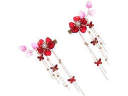 Presilha De Cabelo Retrô Com Flor E Borla Em Liga Metálica Para Mulheres, Estilo Vintage.