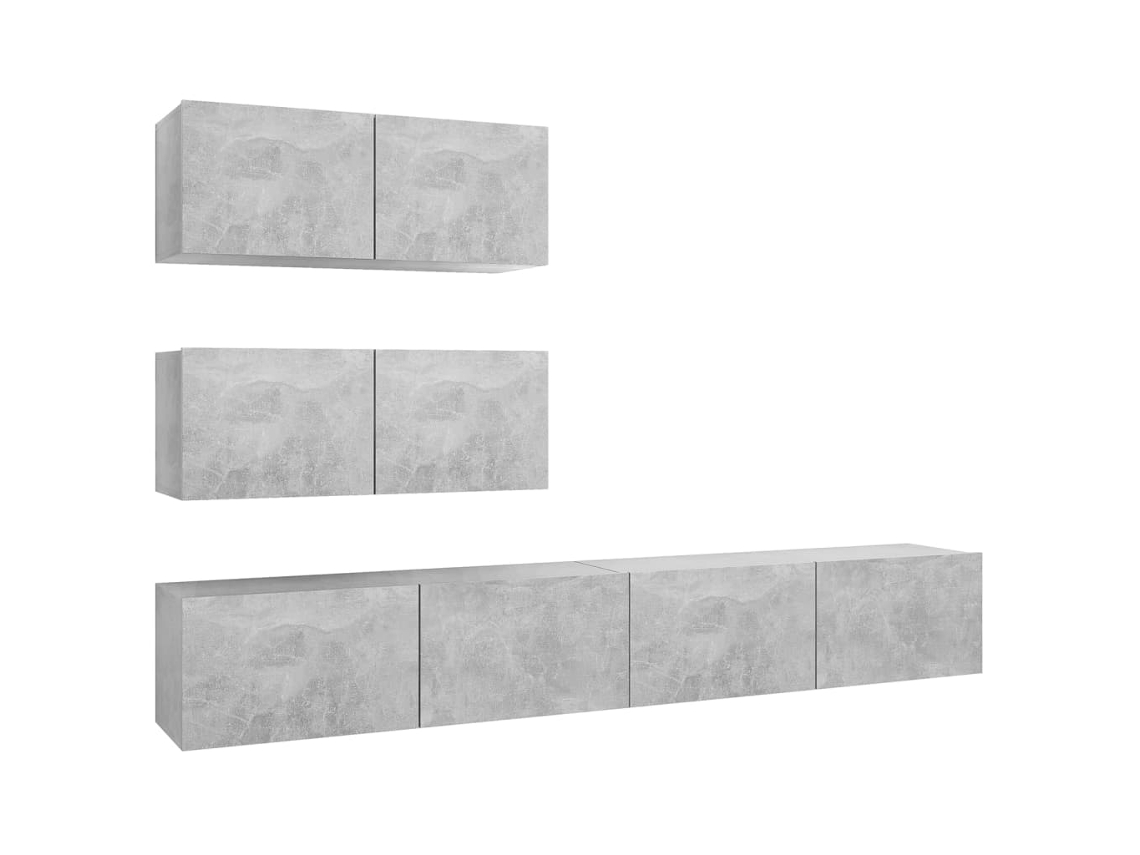 Conjunto de 4 Tv Móveis Derivado da Madeira Cinza Cimento MAISON EXCLUSIVE