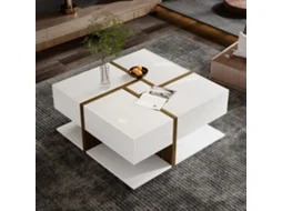 Mesa de centro com acabamento brilhante e 4 gavetas. Design exclusivo para salas de estar modernas e elegantes. PAPRIKA (78x78x34,8 cm)