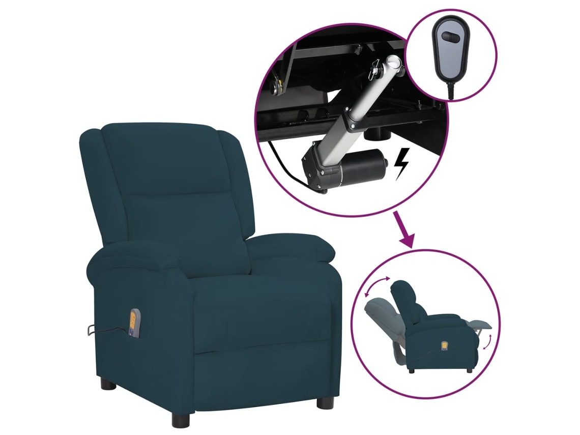 Electric Massage Chair, Electric Massage Chairs Vidaxl Azul Veludo