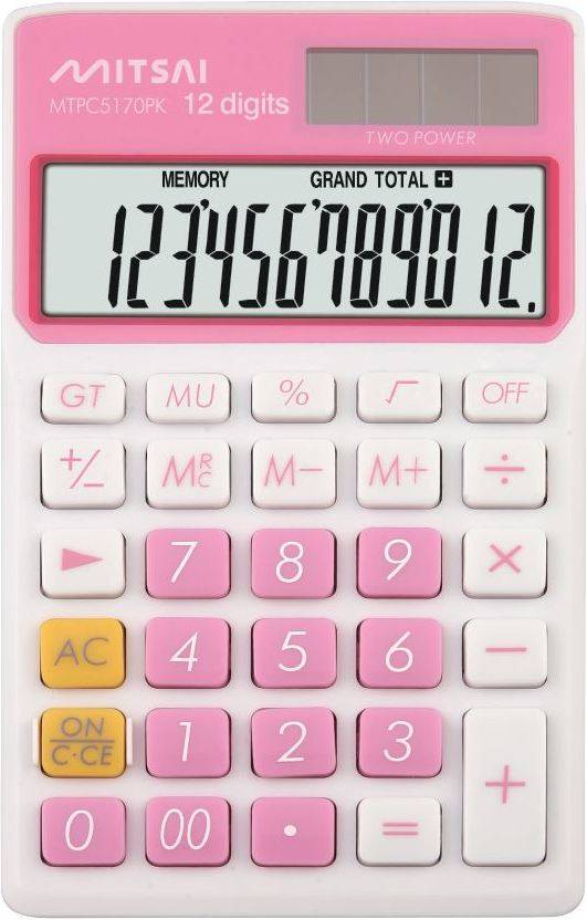 Calculadora Básica MITSAI 5170 Rosa (12 dígitos)