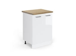 Móvel baixo de cozinha Vicco R-Line, branco alto brilho, 60 cm, carvalho PA