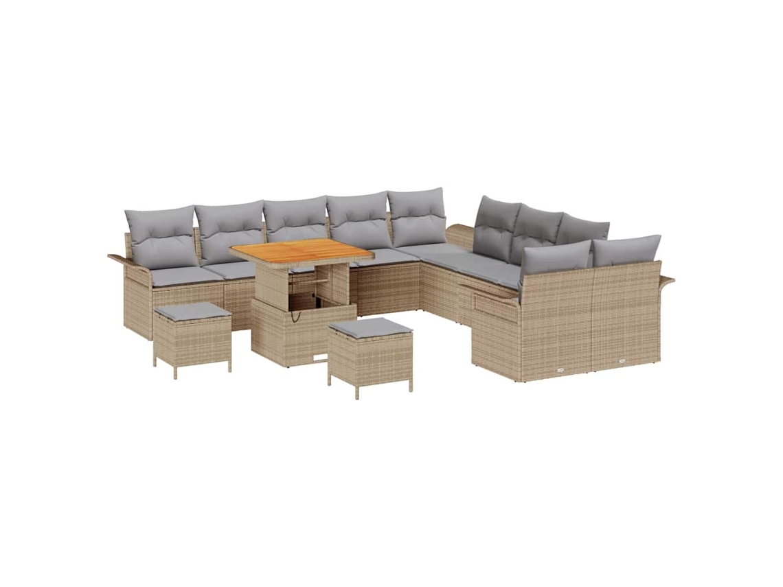 Maison Exclusive - Conjunto De Sofá De Jardim 13 Pcs Bege E Cinza Claro