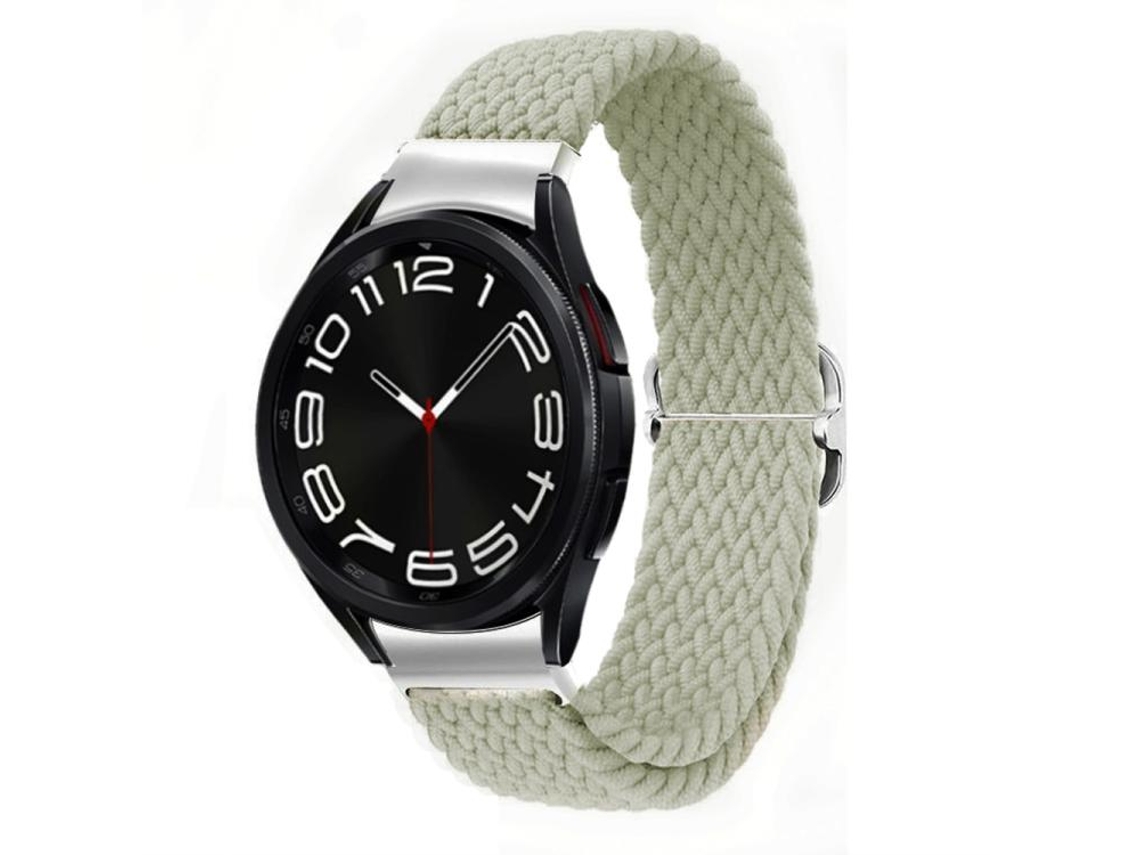 Bracelete para Samsung Galaxy Watch 7/6/5/4 Nylon Trançado Eight Buckle Branco Pérola XIAOMOYU