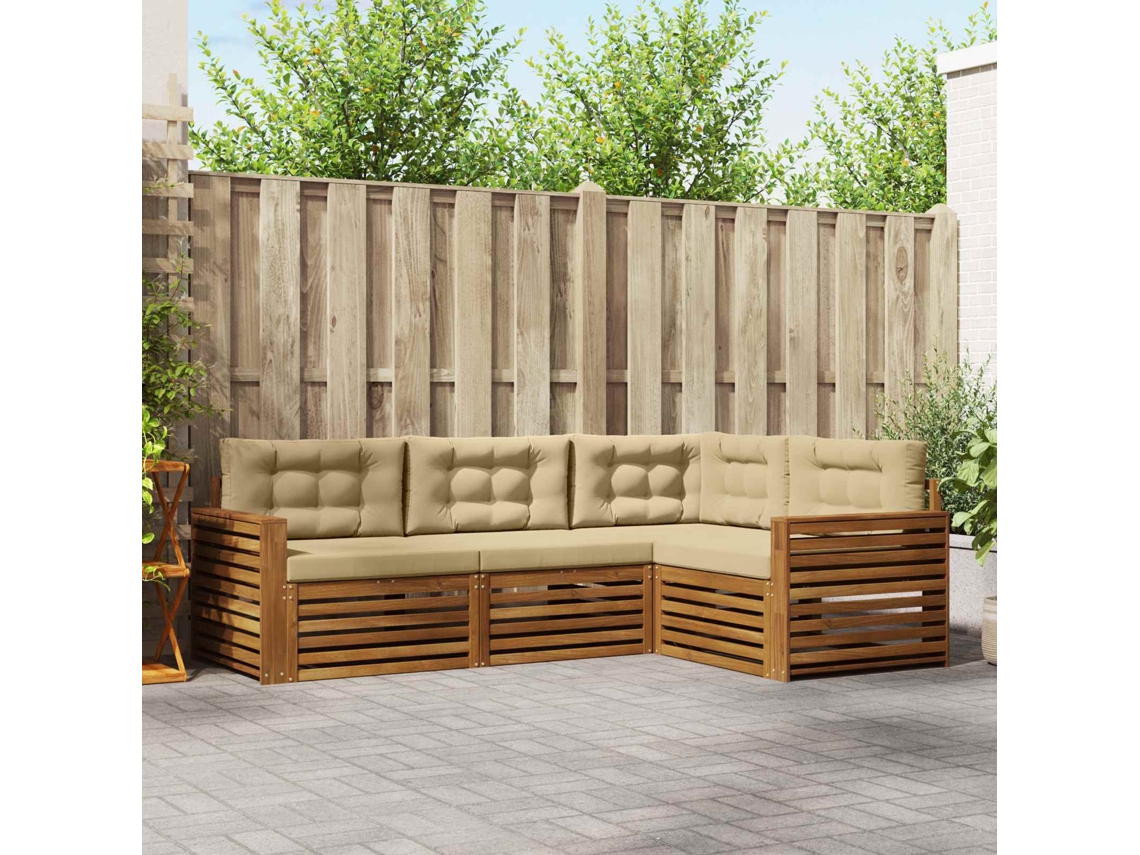 Vidaxl Conjunto De Sofás Para Exterior 4 Unid. Natural E Bege