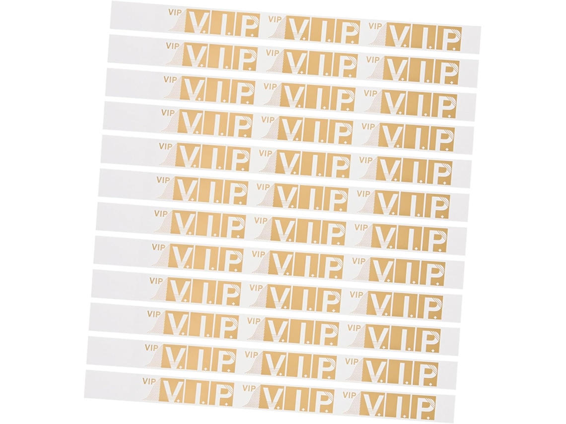 Pulseiras VIP Veemoon 100-Gold para Eventos e Shows, Pulseiras de Papel Sintético com Superfície Sólida, Seguras e Leves